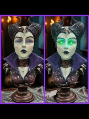 Disney Villain Maleficent Style Evil Queen Light Up Bust Halloween Statue Decor